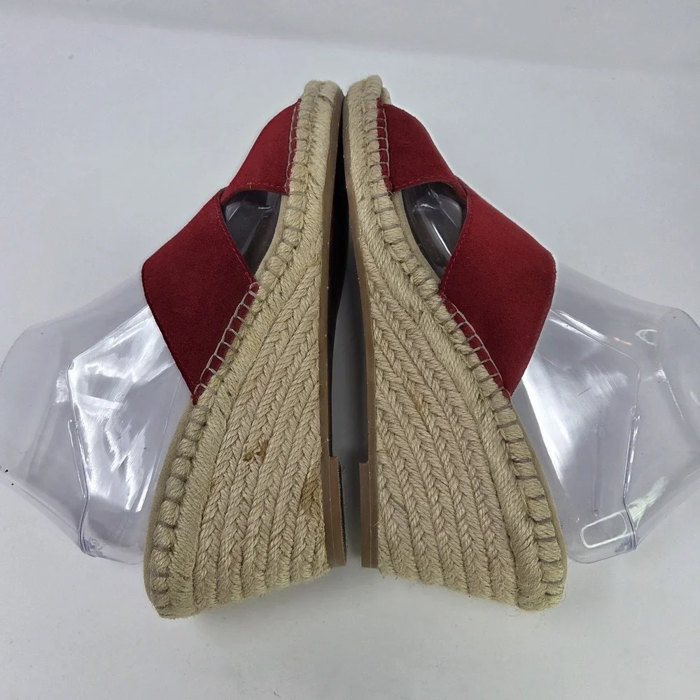 Johnston & Murphy Red Suede Espadrille Wedge‎ Sandals Womens 9.5 M 78-41404